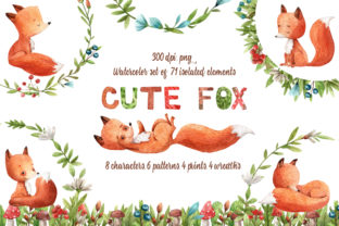 Cute Fox Watercolor Clip Art Set