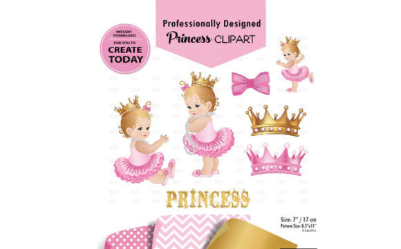 Princess Baby Girl Clip Art Pink Gold